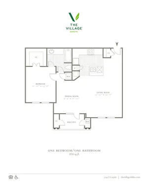 One Bedroom/One Bath - 836sf