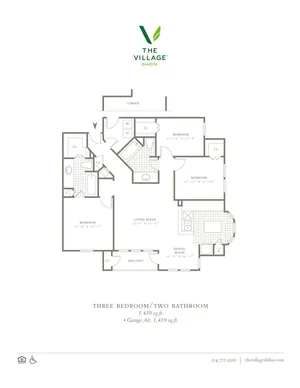 Three Bedroom/Two Bath - 1439sf