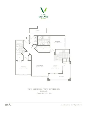 Two Bedroom/Two Bath - 1281sf