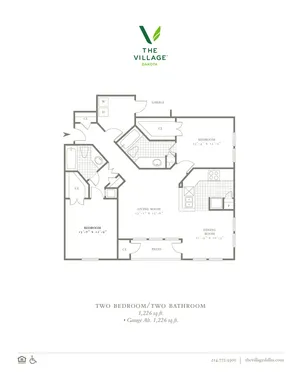 Two Bedroom/Two Bath - 1225/1226sf