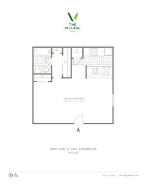 Efficiency 1 - One Bed-One Bath - 448sfV2