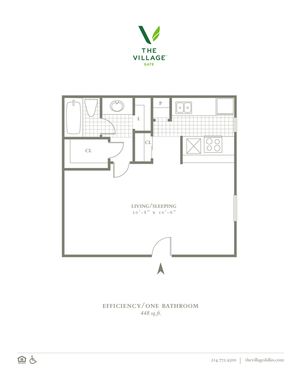 Efficiency 1 - One Bed-One Bath - 448sfV3