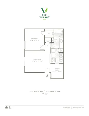 1 Bed, 1 Bath. 706 Sqft.