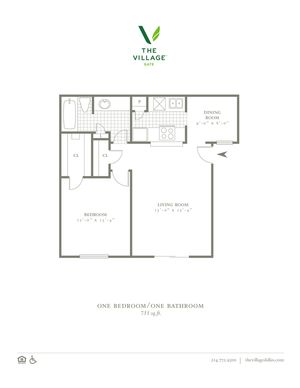 1 Bed, 1 Bath 731 Sqft.