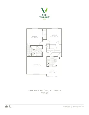 2 Bed. 2 Bath. 1060 Sqft.