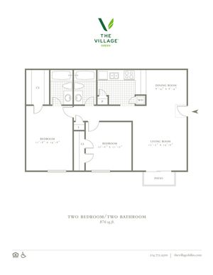Two Bedroom/Two Bath - 876sf