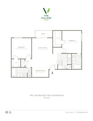 Two Bedroom/Two Bath - 926sf