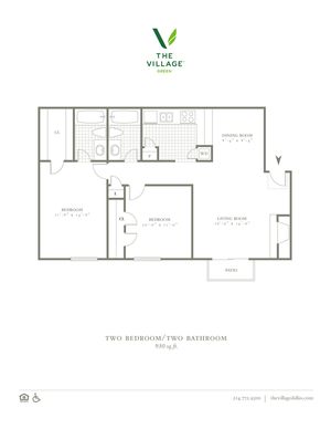 Two Bedroom/Two Bath - 930sf