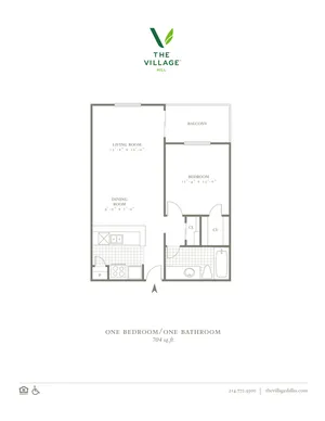 One Bedroom/One Bath - 704sf