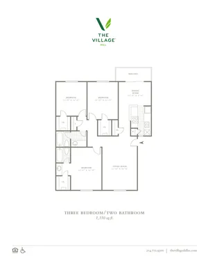 Three Bedroom/Two Bath - 1350sf
