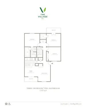 Three Bedroom/Two Bath - 1352sf
