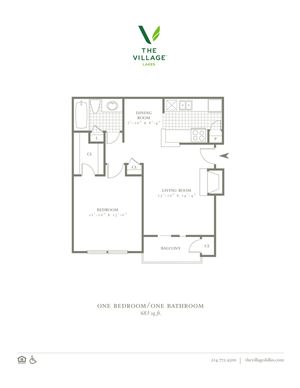 One Bedroom/ One Bath- 683sf