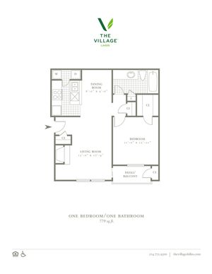 One Bedroom/ One Bath- 779sf