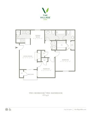 Two Bedroom/ One and a half bath- 879sf