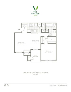 One Bedroom/One Bed- 900sf