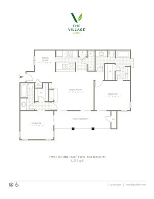 Two Bedroom/Two Bath- 1251 sf