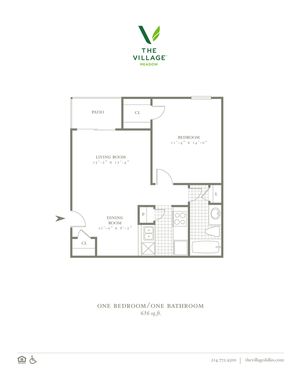One Bedroom/One Bath- 636 sf