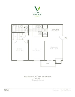One Bedroom/One Bath- 836 sf