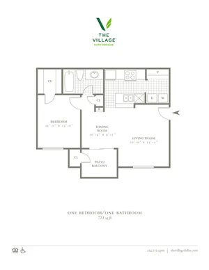 One Bedroom/One Bath - 723sf