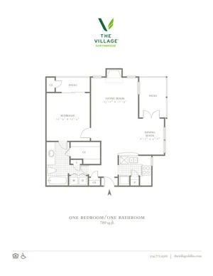 One Bedroom/One Bath 780sqft