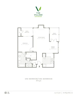 One Bedroom/One Bath - 854sf