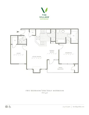 One Bedroom/One Bath - 914sf