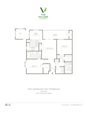 One Bedroom/One Bath - 1144sf