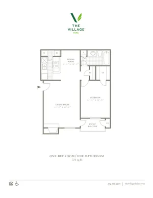 One Bedroom/One Bath - 731sf