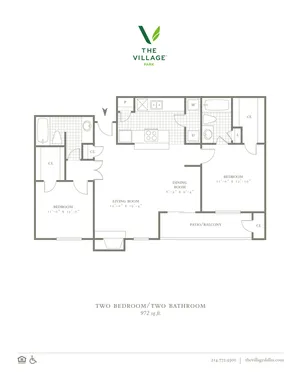 One Bedroom/One Bath - 972sf