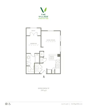 Efficiency - One Bed/One Bath - 559sf