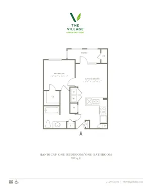 Handicap One Bedroom/One Bath - 700sf