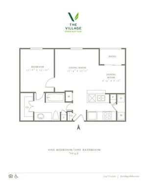 One Bedroom/One Bath - 764sf