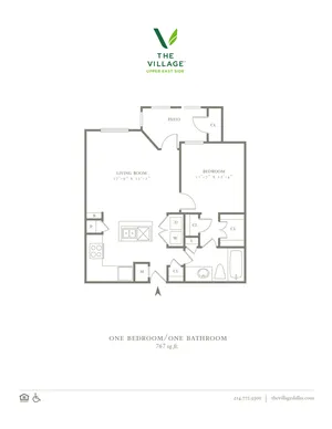 One Bedroom/One Bath - 767sf