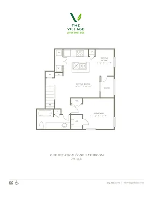 One Bedroom/One Bath - 796sf
