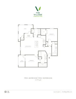 Two Bedroom/Two Bath - 1175sf
