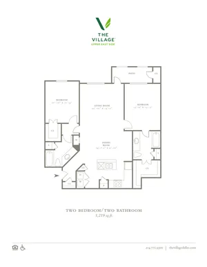 Two Bedroom/Two Bath - 1219sf