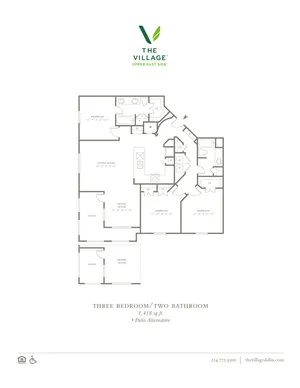 Three Bedroom/Two Bath - 1418sf