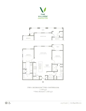 Two Bedroom/Two Bath - 1168sf