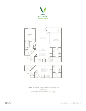 Two Bedroom/Two Bath - 1185sf