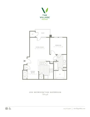 One Bedroom/One Bath - 726sf
