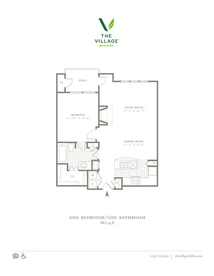 One Bedroom/One Bath - 844/862sf