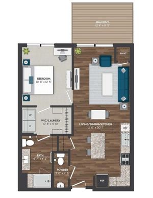 B7 | 1x1 | 758 sq ft