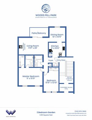 Two Bedroom Garden | Woods Mill Park Apartments & Townhomes in Chesterfield, MO