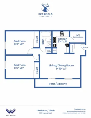 Two Bedroom, One Bathroom | St Louis Apartments