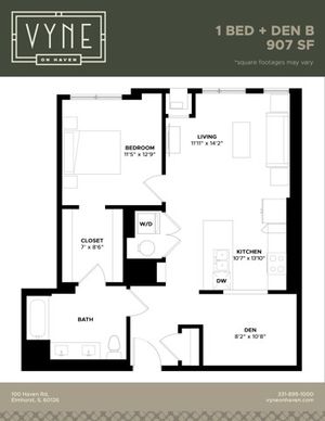 Final - Vyne On Haven - Floor Plans - 1 BED + DEN B - ADAPTABLE