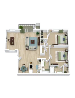 Two Bed, Two Bath with Den