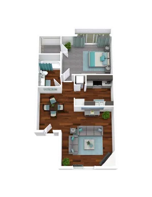 One Bedroom One Bath Floor Plan