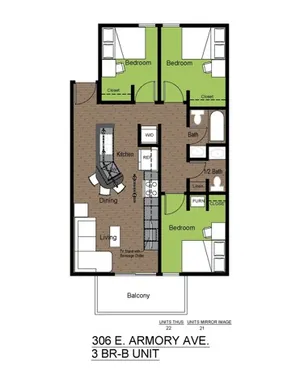 306 Armory 3 Bed Floorplan B