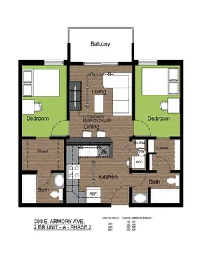 308 Armory 2 Bed Floorplan A