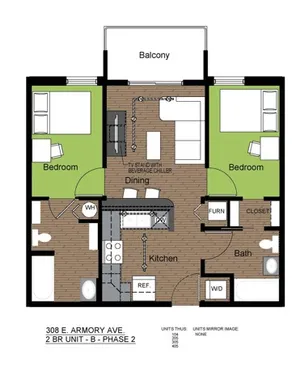 308 Armory 2 Bed Floorplan B